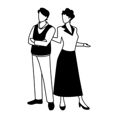 business couple standing on white background