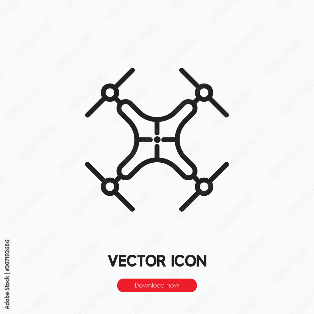 Poster drone icon vector. linear style sign for mobile concept and web design. drone symbol illustration. p
