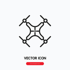 Drone icon vector. Linear style sign for mobile concept and web design. Drone symbol illustration. Pixel vector graphics - Vector.