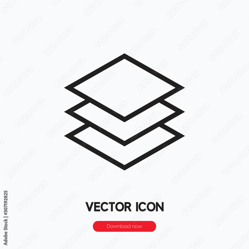 Poster Layers icon vector.  Linear style sign for mobile concept and web design. Layers symbol illustration. Pixel vector graphics - Vector.