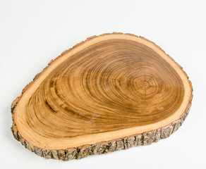 Circular wood slab with bark