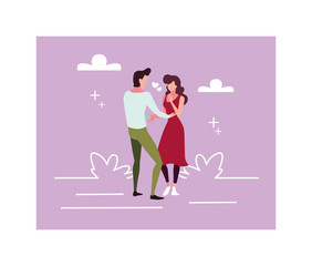 couple of people in love, man and woman embracing each other affectionately