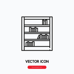 Bookshelf icon vector. Linear style sign for mobile concept and web design. Bookshelf symbol illustration. Pixel vector graphics - Vector.
