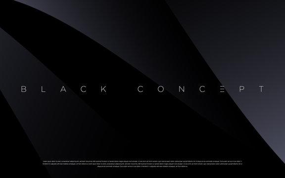Minimalist black premium abstract background with luxury dark geometric elements. Exclusive wallpaper design for poster, brochure, presentation, website etc. - Vector EPS