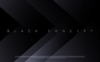 Minimalist black premium abstract background with luxury dark geometric elements. Exclusive wallpaper design for poster, brochure, presentation, website etc. - Vector EPS