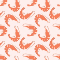 Fototapeta na wymiar Seamless pattern with Shrimp. Vector illustration