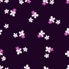 Background pattern of many different small flowers and plants. Seamless vector illustration. Design print for textiles