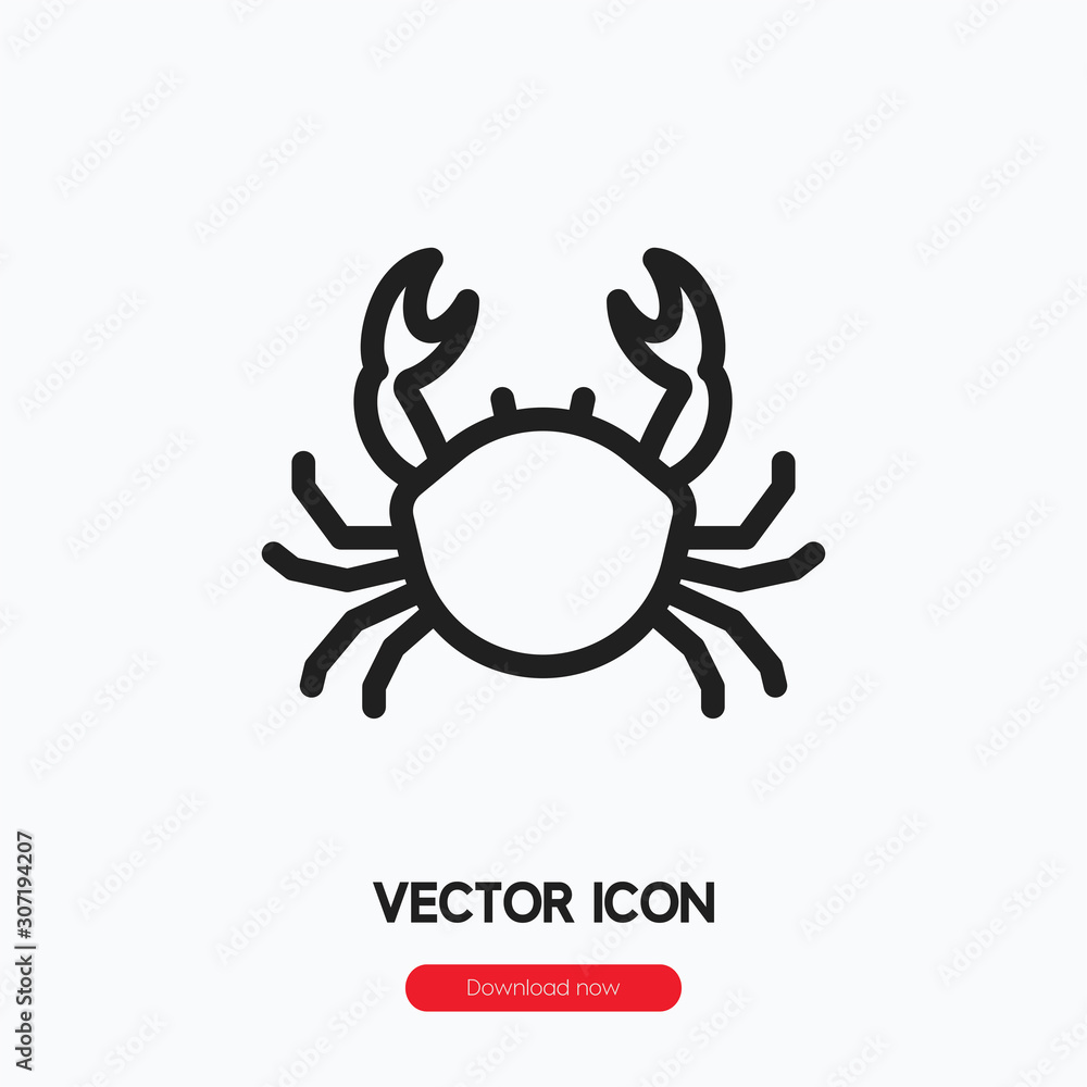 Poster crab icon vector. linear style sign for mobile concept and web design. crab symbol illustration. pix