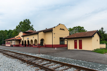 Fototapeta na wymiar Loznica, Serbia - July 13, 2019: Railway station in Loznica, Serbia