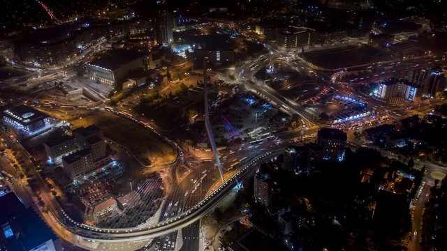 [Hyper Lapse] Jerusalem  city center at night, 4k aerial drone view time lapse