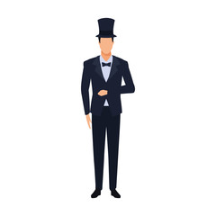 elegant man with top hat icon, flat design