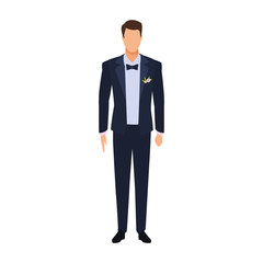 avatar groom standing icon, flat design