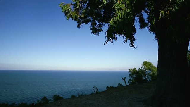 Sea view at Sidi Bou Said, Tunisia. Sidi Bou Said has a reputation as a town of artists, it's a tourist attraction and is known for its extensive use of blue and white.