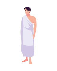 Fototapeta premium man pilgrim hajj standing on white background