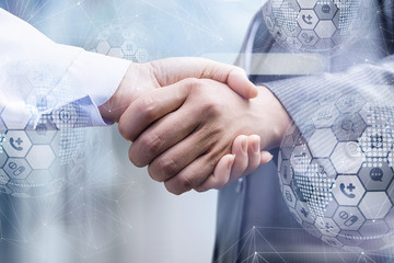 The concept of cooperation between business and medicine.