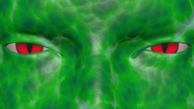Alien eyes blinking. Extraterrestrial eyes opening, closing.  Seamless looping 3d animation