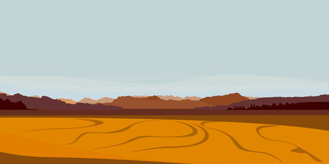 Obraz na płótnie Canvas Nature landscape. Mountains, desert. Vector illustration.