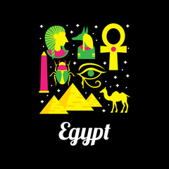 Egypt Country logo with icons that are representing the country