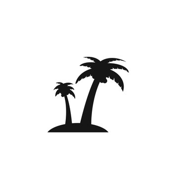 palm tree on beach icon white background