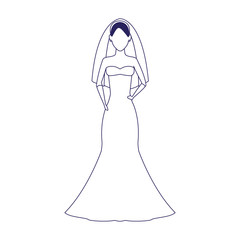 avatar bride with beautiful dress, flat design