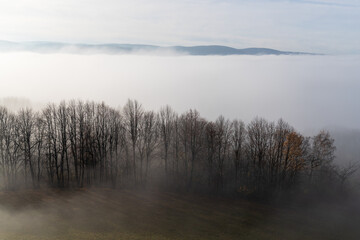 Fototapeta na wymiar Nebelschwaden über Ohrdruf