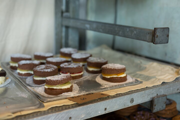 Homemade Mini Cake Filled with Fresh Fruits