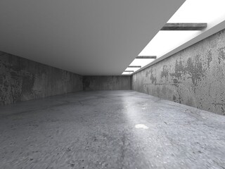 Dark concrete empty room. Modern architecture design