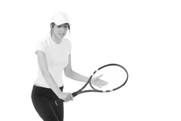 Young girl with a tennis racket