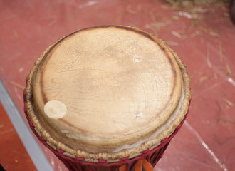 Wooden african drum. Djembe african traditional percussion
