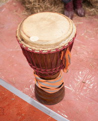 Wooden african drum. Djembe african traditional percussion