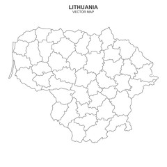 political map of Lithuania isolated on white background