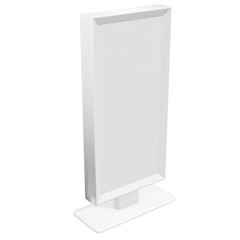 LCD Screen Stand. Blank Trade Show Booth. 3d render of lcd tv isolated on white background. High Resolution. Ad template for your expo design.