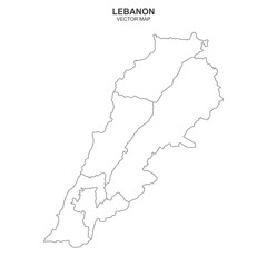 political map of Lebanon isolated on white background