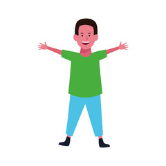 happy boy with arms opened, flat design
