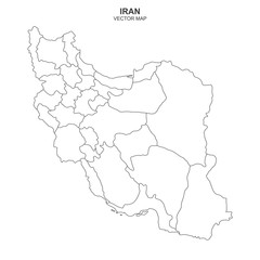 vector political map of Iran on white background