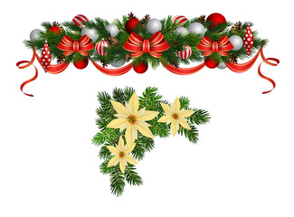 Naklejka na ściany i meble Vector Christmas Fir Decoration isolated