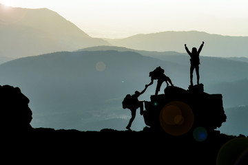 adventurous three climbers peak achievements and spectacular mystical landscapes