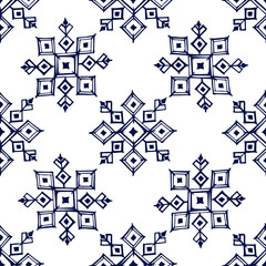 Seamless pattern with hand drawn snowflakes isolated on white