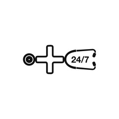 24/7 Medical Service Icon. Flat style vector EPS.