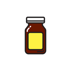 Vector medicine jar icon. Flat illustration of medicine jar isolated on white background. Icon vector illustration sign symbol.