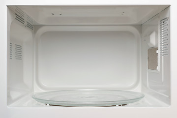 Microwave oven cooking chamber. Inside view.  