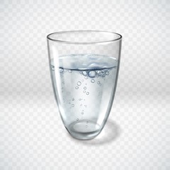 Realistic glass glasses water bubbles illustration