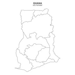 political map of Ghana on white background