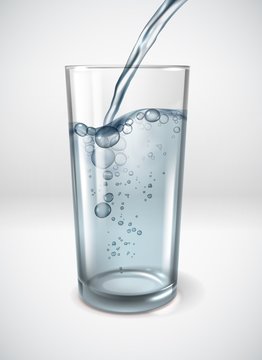 Realistic glass glasses water jet poster