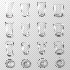Realistic glass glasses set