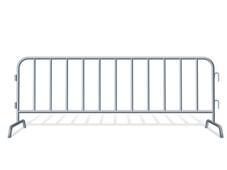 Portable steel fence. Steel construction element.Realistic detailed illustration on a white background