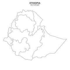 Fototapeta premium vector political map of Ethiopia on white background