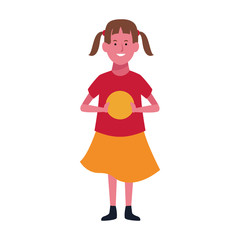 cartoon happy girl icon, flat design