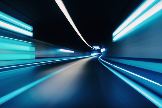 Blurred lights in tunnel