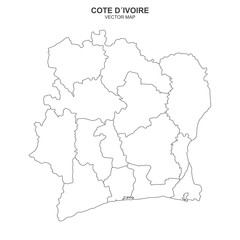 political map of Cote Divoire isolated on white background